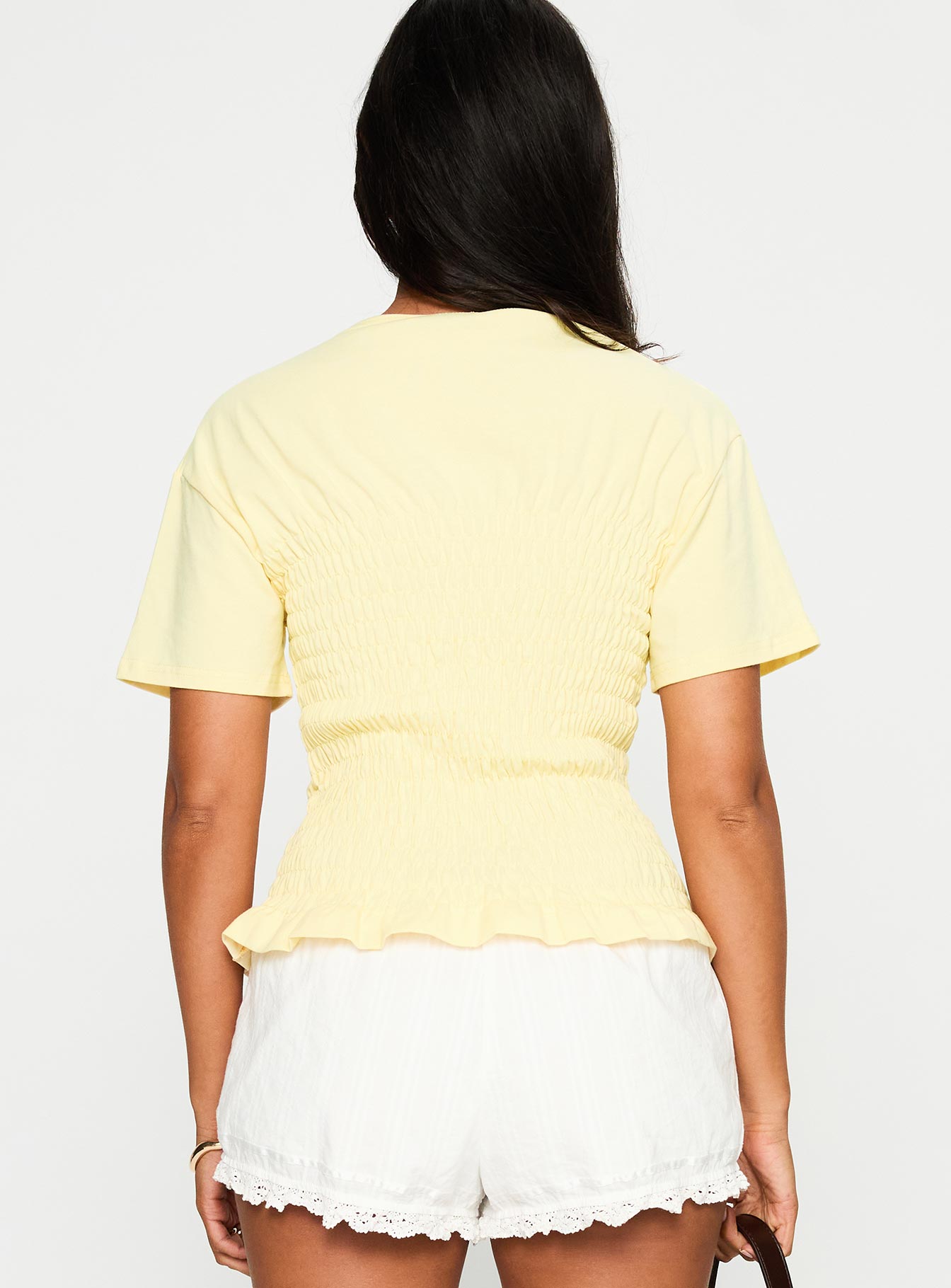 Maybe Tomorrow Ruched Top Lemon