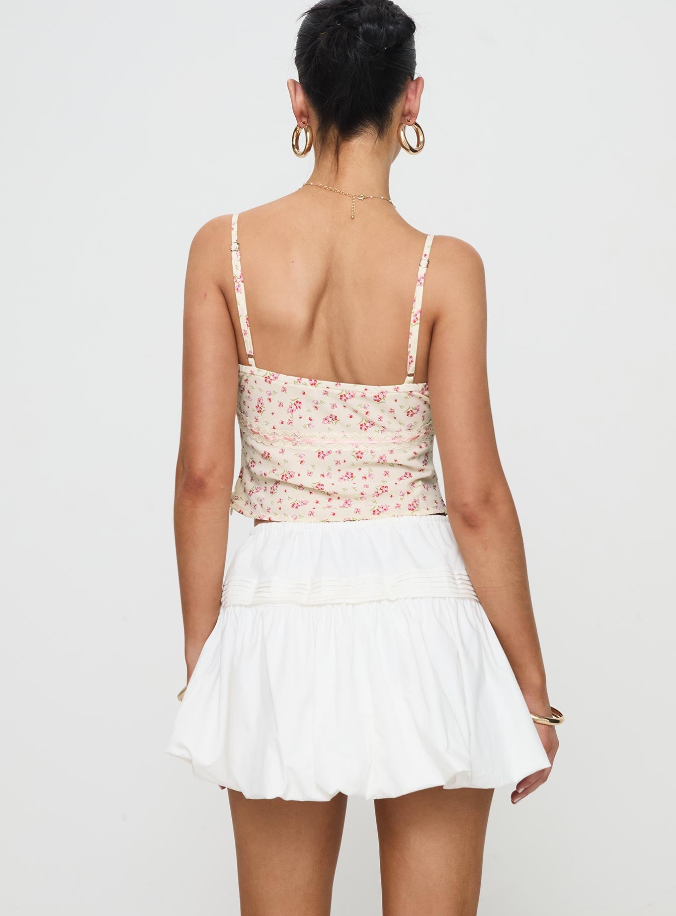 Dear London Bubble Hem Mini Skirt White